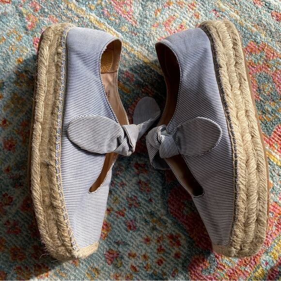 Bernardo Anthropologie $258 Navy Why Stripe Viola Espadrille l Womens 7M EUC - Picture 6 of 12